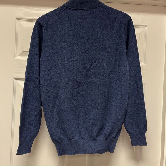 Gordon Blue Cotton Cashmere Quarter Zip Sweater sz S EUC - Picture 5 of 6